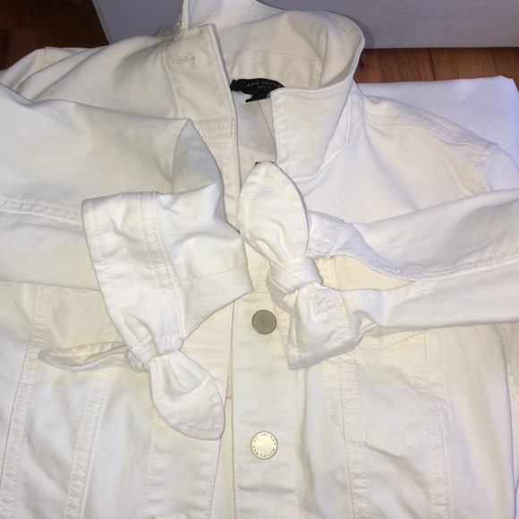 Ann Taylor Petite Tie Sleeve Denim Jacket - Picture 8 of 10